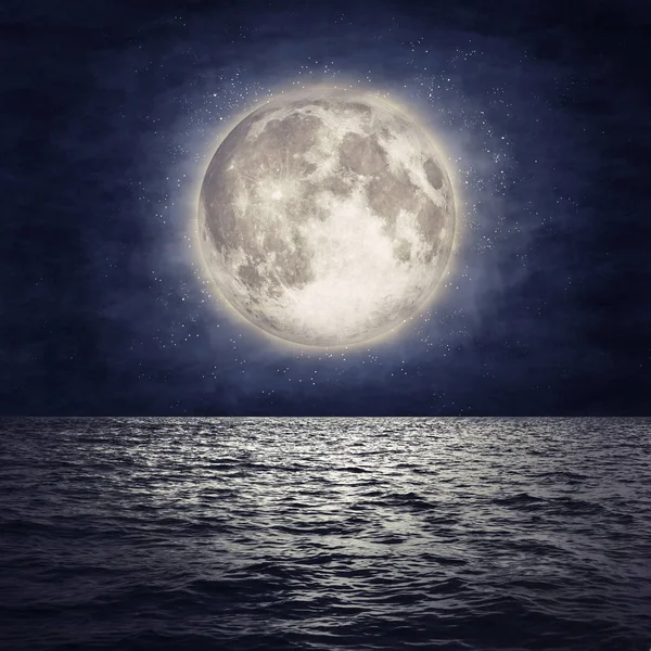 Luna Plina Suprafata Marii Reflexie — Fotografie, imagine de stoc