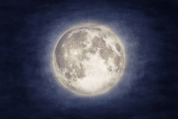 Ciel Nuage Nocturne Avec Lune Étoiles Beauté Nature Fond Éléments — Photo