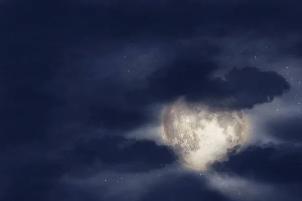 Cielo Nuvole Notturne Con Luna Stelle Bellezza Sfondo Natura Elementi — Foto Stock