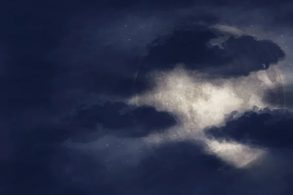 夜空中有月亮和星星 美丽的自然背景 Nasa 提供的这个图像的元素 — 图库照片