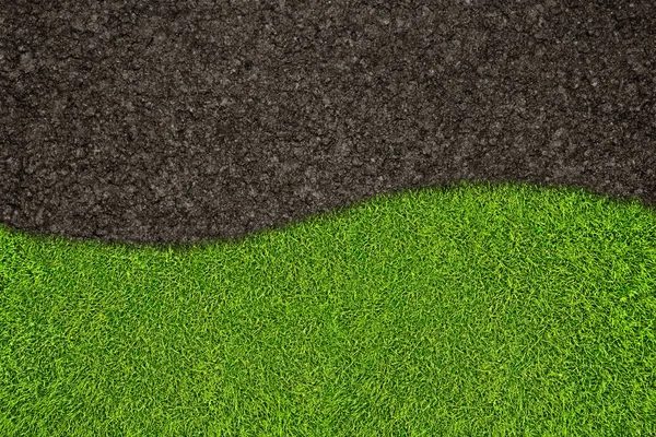 Närbild Bild Mörka Marken Och Grönt Gräs — Stockfoto