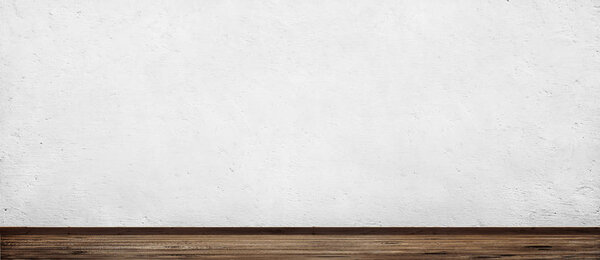 интерьер комнаты винтаж с белой бетонной стеной и деревянным полом фон
