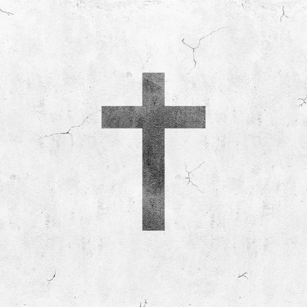 Prázdnou Betonovou Stěnu Šedé Pozadí Kříže Symbolem — Stock fotografie