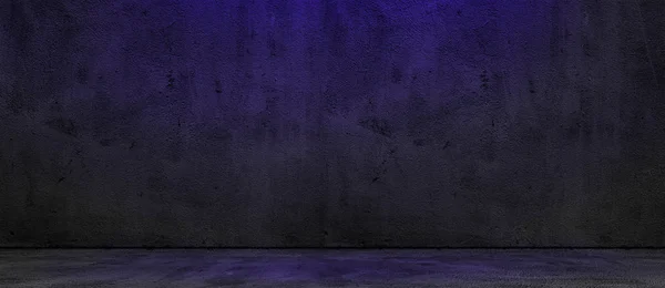 Lege Betonnen Brede Donkere Muur Textuur Met Zachte Blauwe Lichte — Stockfoto