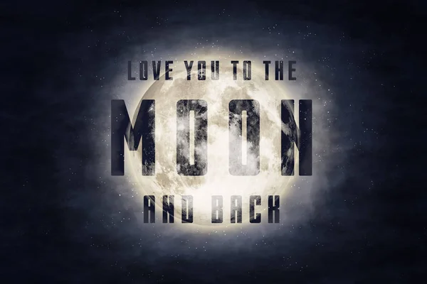 Moon over love phrase silhouette. Elements of this image furnished by NASA
