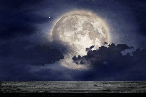 Night cloud sky with moon and stars. Beauty nature background. Elements of this image furnished by NASA