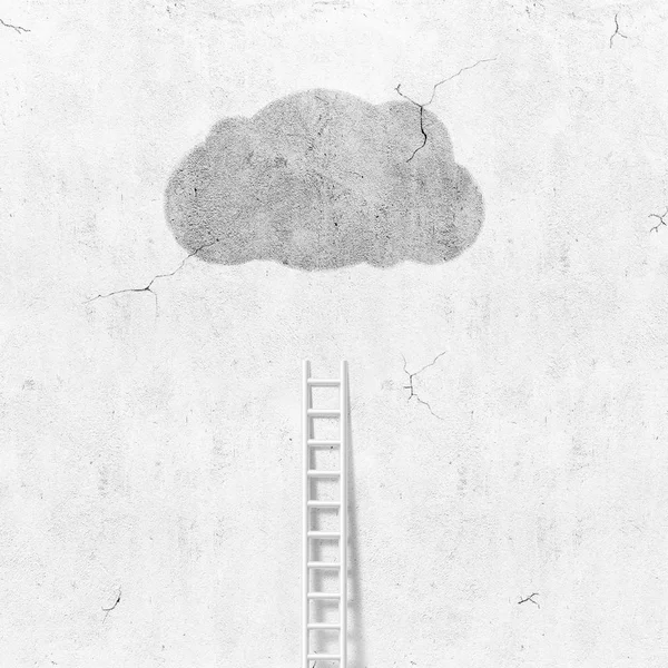 Κενό Τοίχο Γκρι Σκάλα Και Σύννεφο Φόντο — Φωτογραφία Αρχείου