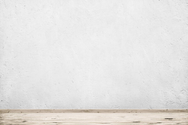 интерьер комнаты винтаж с белой бетонной стеной и деревянным полом фон
