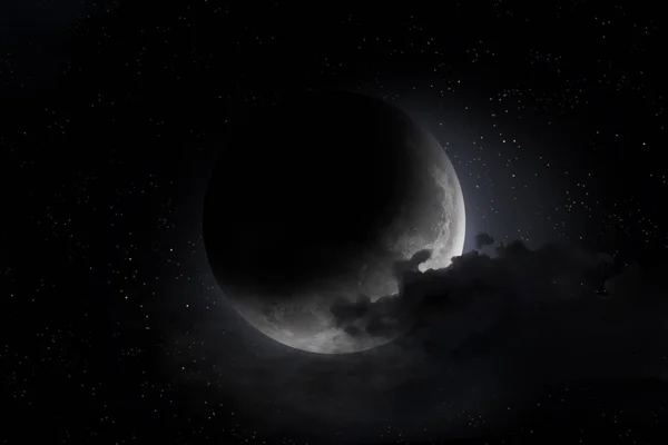 Cielo Notturno Con Luna Stelle Bellezza Sfondo Natura Elementi Questa — Foto Stock