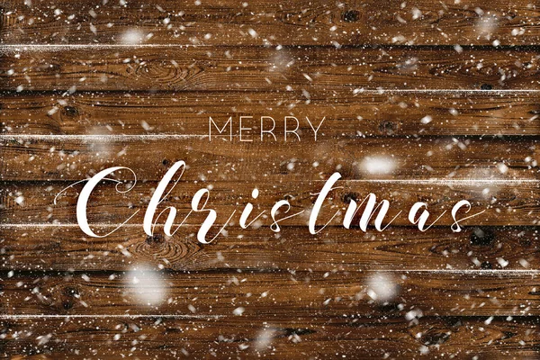 Holz Hintergrund Mit Schneeflocken Weihnachten Urlaub Karte — Stockfoto