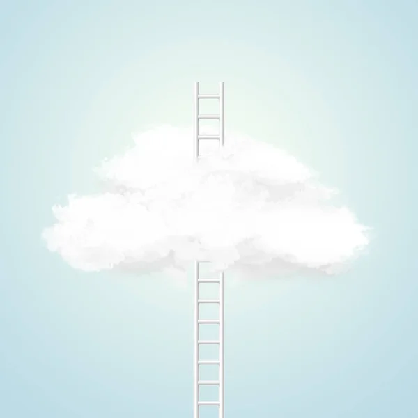 Imagen Conceptual Con Escalera Que Conduce Nube Blanca Sobre Fondo —  Fotos de Stock