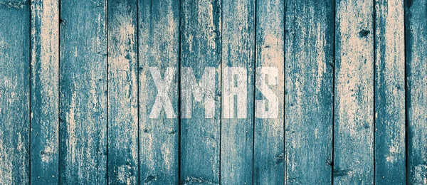 Grunge Μπλε Ξύλο Υφή Λέξη Χριστούγεννα Φόντο — Φωτογραφία Αρχείου