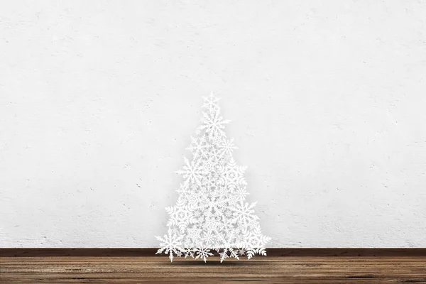 クリスマス ツリーの形の雪の結晶 ホリデー グリーティング カード デザインの背景 — ストック写真