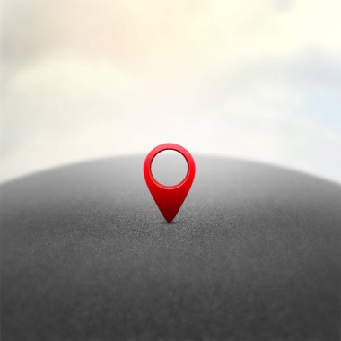 Asfalt karayolu arka plan üzerinde kırmızı Gps pin