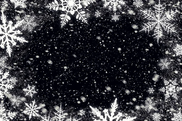 Copos Nieve Sobre Fondo Negro Para Foto Solo Cambia Modo — Foto de Stock