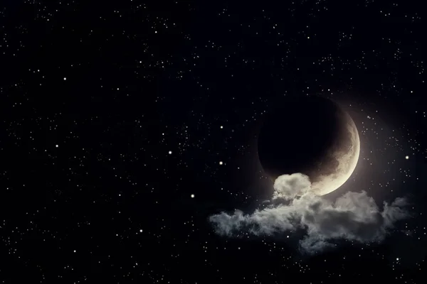 Ciel Nocturne Avec Étoiles Lune Éléments Cette Image Fournis Par — Photo