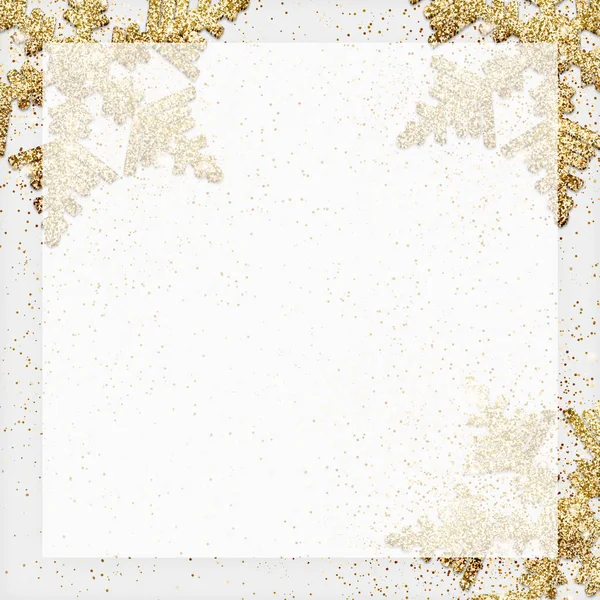 Golden Glitter Snowflakes Christmas Holiday Card — Stock Photo, Image