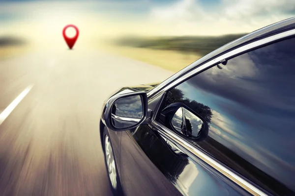 Blurred Road Car Gps Pin Speed Motion Background — Stock Photo, Image