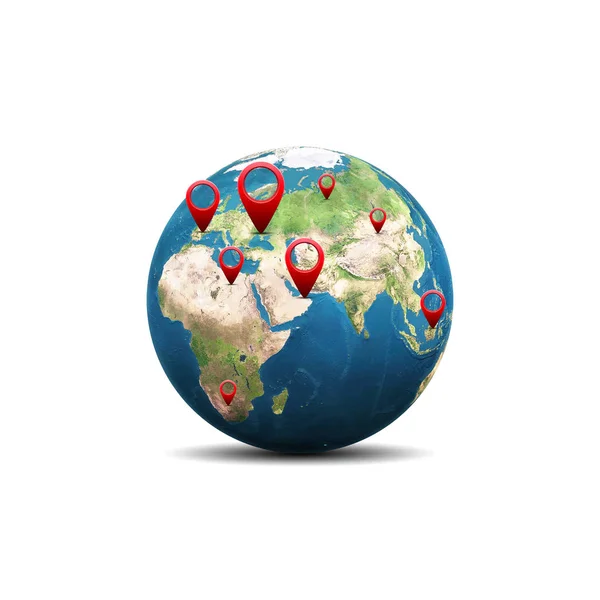 Earth Globe Geo Pins Elements Image Furnished Nasa — Stock Photo, Image