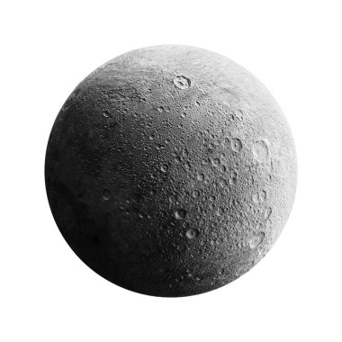 Beyaz arka plan üzerinde uzayda dolunay. Nasa tarafından döşenmiş bu görüntü unsurları