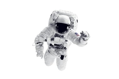 Astronot uzay giysisi beyaz arka plan üzerinde içinde. Nasa tarafından döşenmiş bu görüntü unsurları