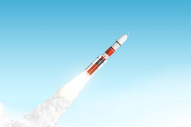 Mavi gökyüzünde başlatılması roket. Nasa tarafından döşenmiş bu görüntü unsurları