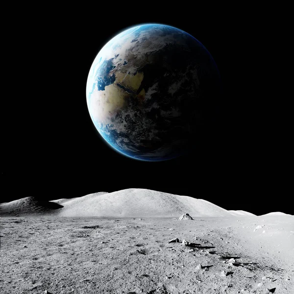 Planète Terre Lune Dans Espace Éléments Cette Image Fournis Par — Photo