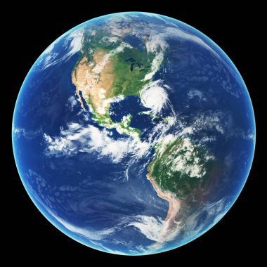 Siyah arka plan üzerine izole dünya küre. Nasa tarafından döşenmiş bu görüntü unsurları