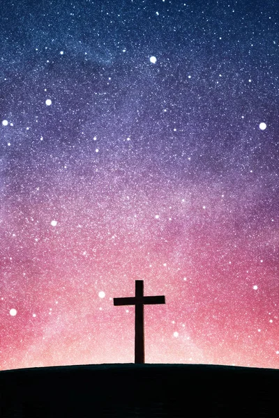 Wooden Cross Abstract Sky Background Christian Concept — Stock Photo, Image