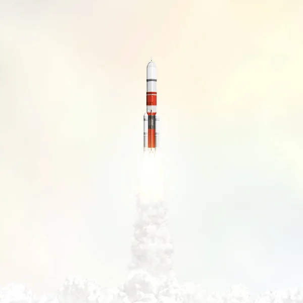Rocket Launching Sky Elements Image Furnished Nasa — Stock Photo, Image