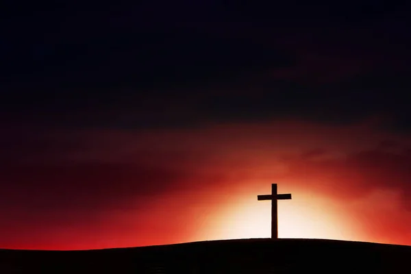 Dřevěný Kříž Pozadí Abstraktní Oblohy Křesťanské Pojetí — Stock fotografie