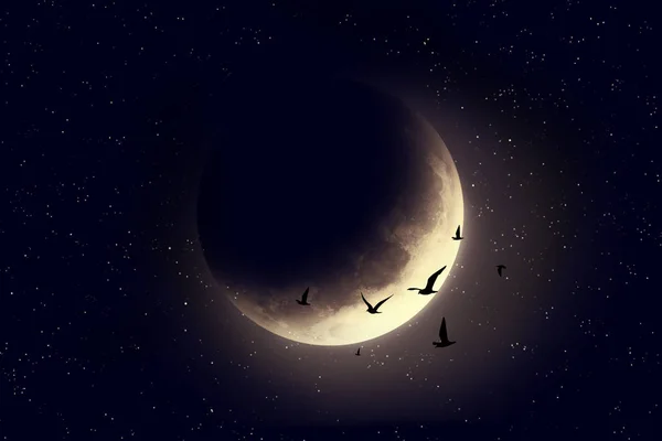Ночное Облако Луной Звездами Красота Природы Элементы Этого Изображения Предоставлены — стоковое фото