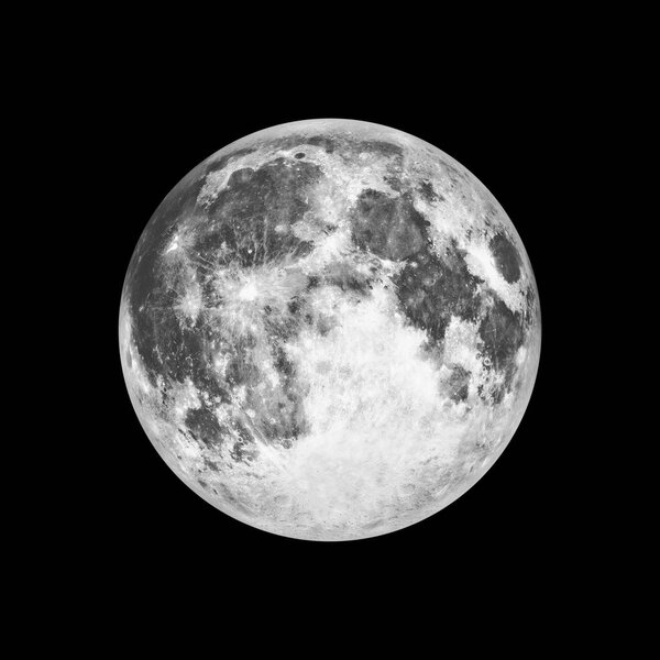 Full moon in space over black background. Elements of this image furnished by NASA