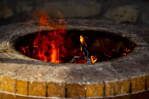 Вогняний Кам Яну Піч Випічки Хліба Грузії — стокове фото