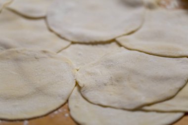 Gürcistan. Hıngel evde, ana yemek, Gürcü yemekleri evde yemek. hıngel için hamur