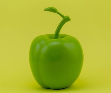 Sarı zemin üzerine yeşil elma