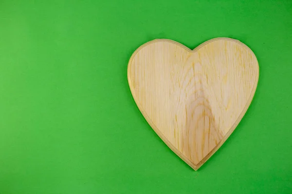 Wooden Heart Entries Green Background — Stock Photo, Image