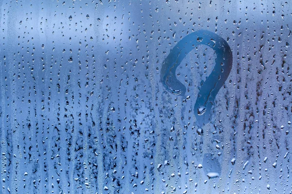Picture Question Mark Wet Glas — Stock Photo, Image