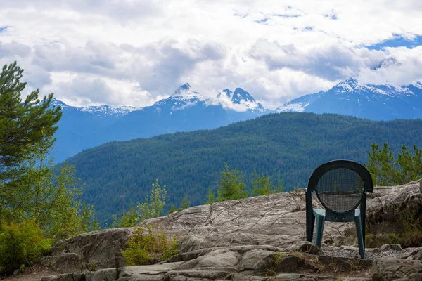 chair for observation of mountain peaks, rest in the mountains