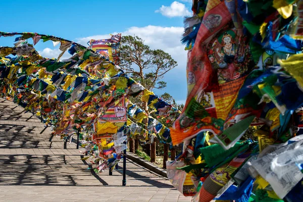 Banderas Budistas Oración Con Rito Religioso —  Fotos de Stock