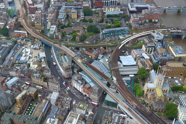 London Southwark aerial view with railway station.