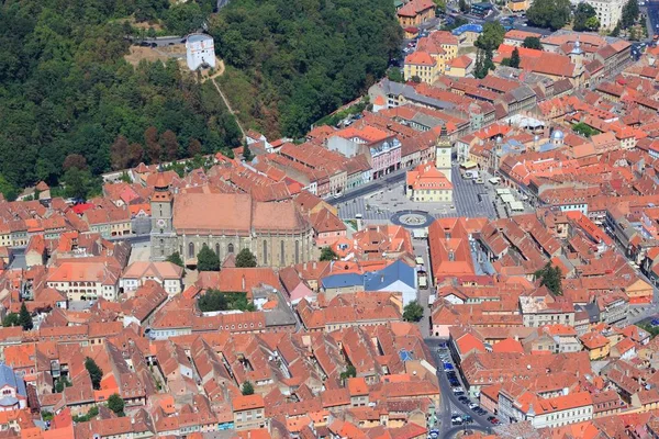 Romanya Brasov Havadan Görünümü Old Town Transylvania — Stok fotoğraf