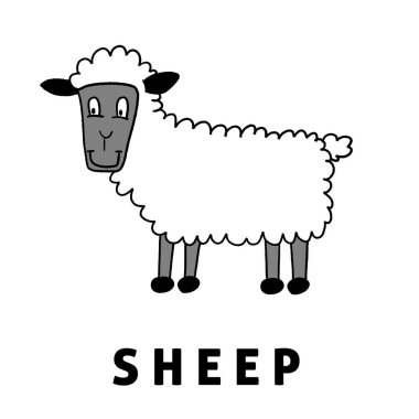 Çocuk kitabı karikatür koyun - şirin çiftlik hayvan illüstrasyon.