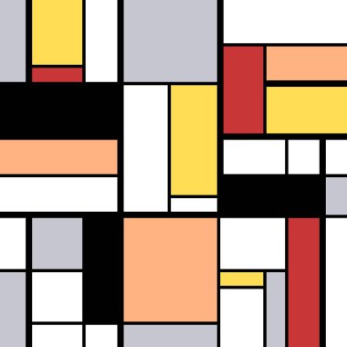 Basit geometri modern sanat soyut - renkli kareler ve dikdörtgenler. Mondrian stil vektör.