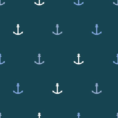 Çapa vektör doku - basit örnek. Seyrek kesintisiz deniz arka plan. Mavi ve beyaz.