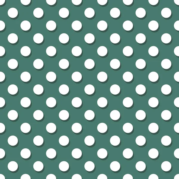 Witte Polka Dots Groene Achtergrond Naadloze Texture Vectorillustratie — Stockvector