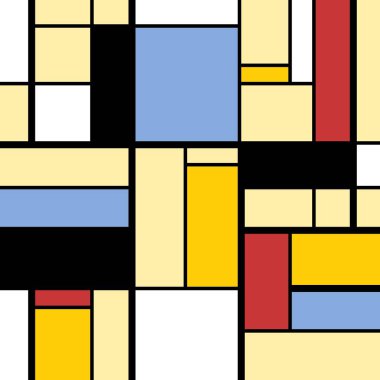Basit modern sanat soyut - renkli kareler ve dikdörtgenler. Mondrian stil vektör.