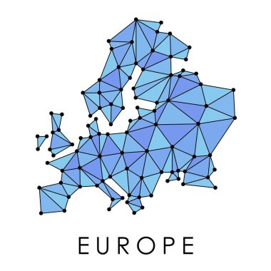Europe düşük poli harita vektör - modern geometrik tarzı illüstrasyon.