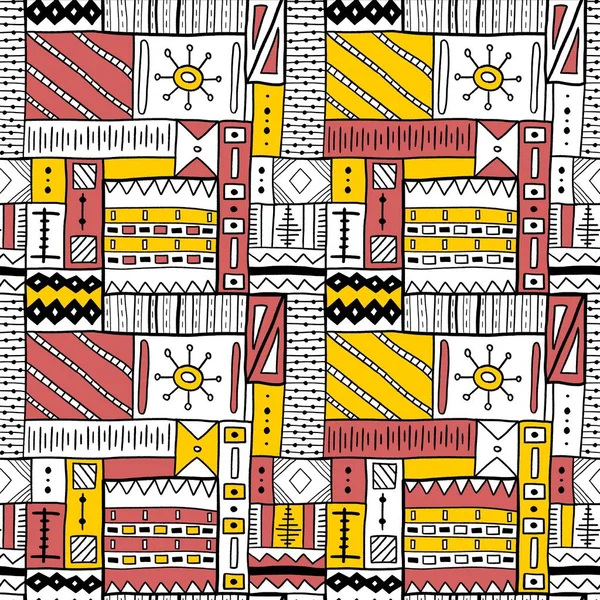 Seamless African Tribal Pattern Tekstur Fashion Artistik Vektor Latar Belakang - Stok Vektor