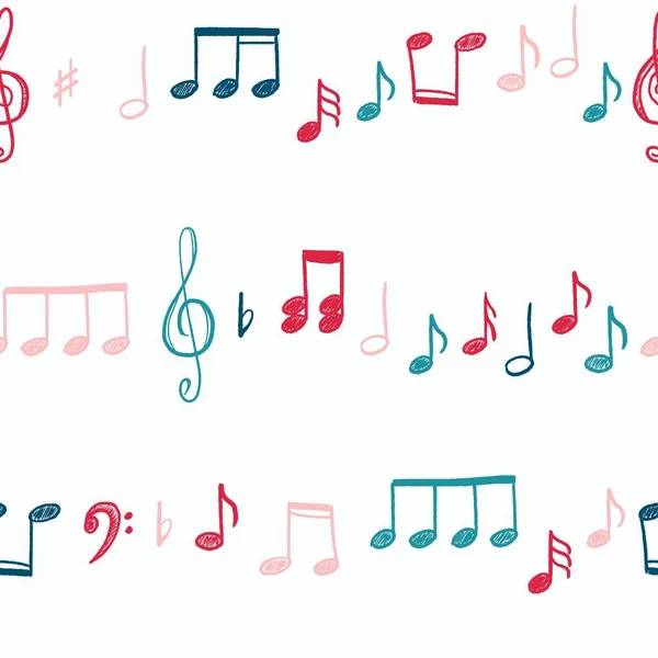 Seamless Music Texture Notes Clefs Doodle Vector Fashion Pattern — Stock Vector